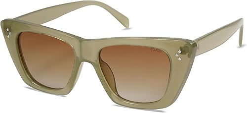 SOJOS Retro Trendy Cat Eye Polarized Sunglasses for Women Cute Stylish UV400 Sunnies SJ2199