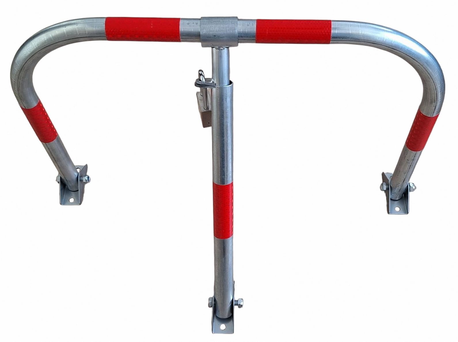 FERRETELIX® Cepo de Parking zincado/Valla Guardaplazas | Bloqueo Manual de Alta Resistencia incluye tornilleria y candado de seguridad