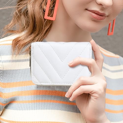 Women Credit Card Wallet, Leather Credit Card Holder Small Accordion Wallet with 18 Card Slots and 2 Cash Slots (White) 5