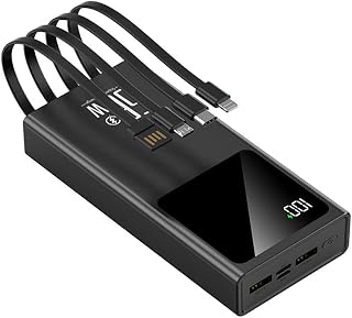 Super Fast Charging 66W Flash Charge Power Bank 20000 MAh Large capacity with built-in line Universal Power Bank (Color : Black, Size : 20000mAh)