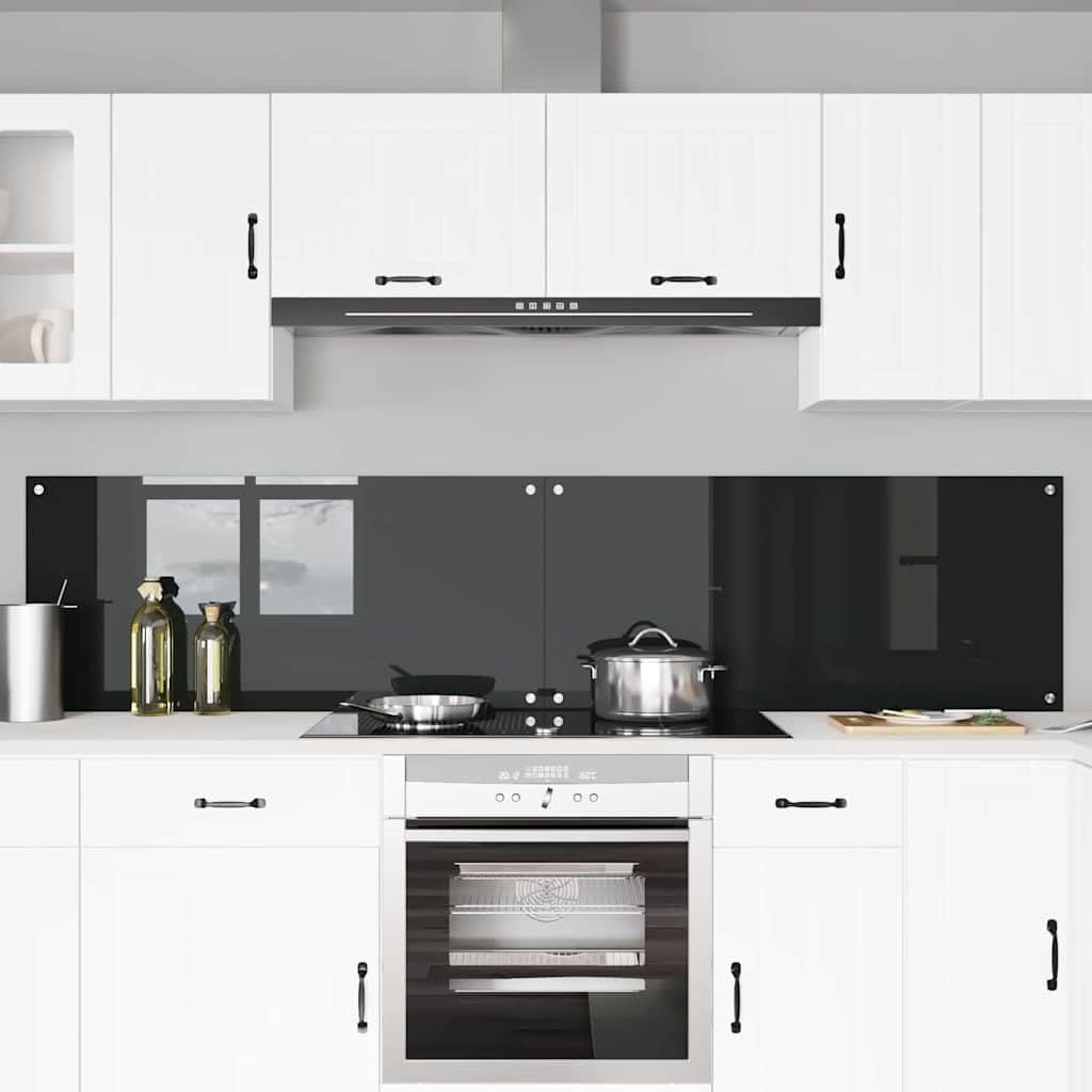 Generisch Küchenrückwand 2 pcs Schwarz 110 x 50 cm Gehärtetes Glas,Heim & Garten,Küche & Esszimmer,Küchenhelfer & -utensilien-3415495