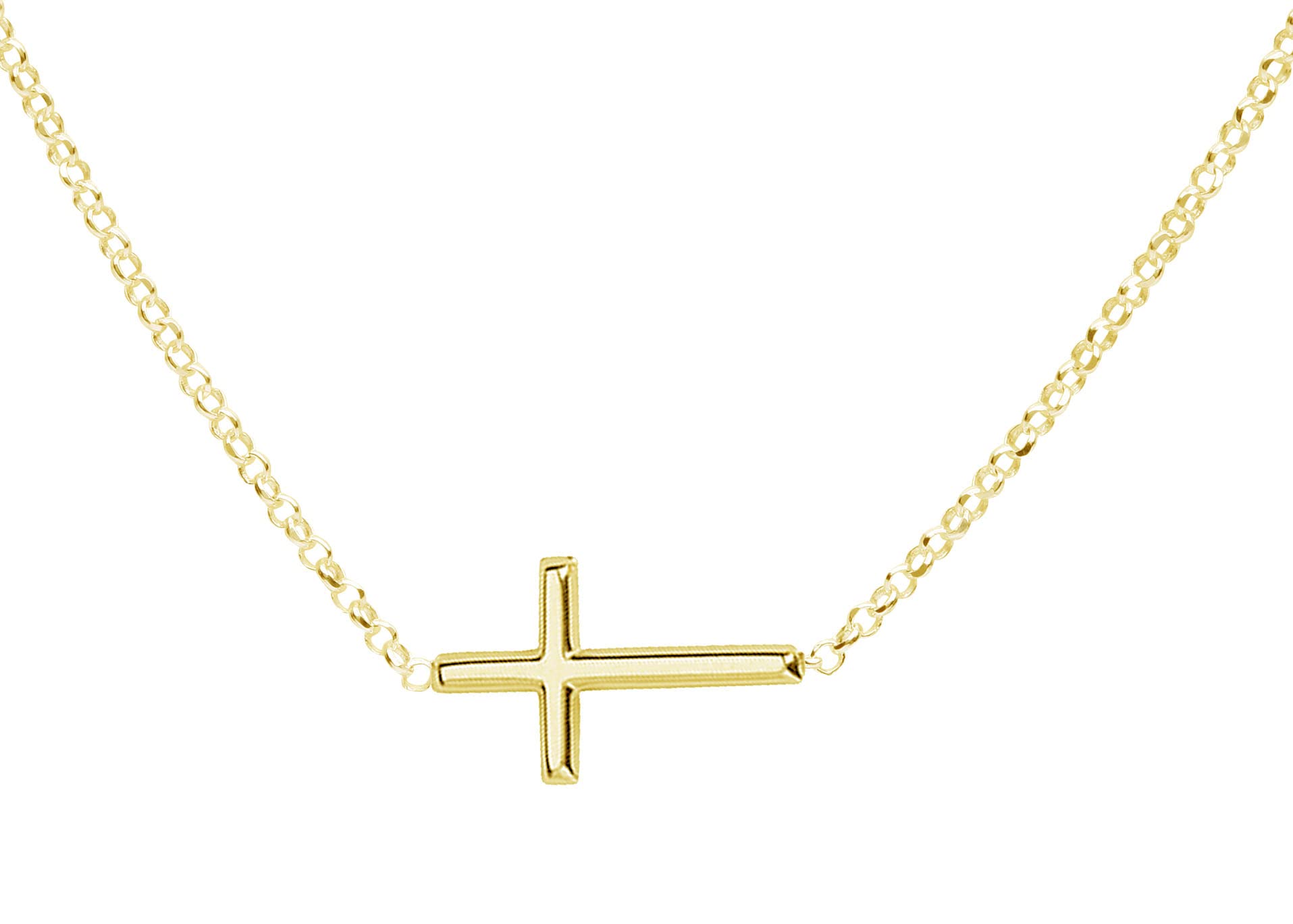 Cherished Moments 14K Gold-Plated or 925 Sterling Silver First Communion Sideways Horizontal Cross Necklace for Girls and Women