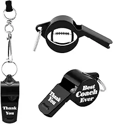 MXXGMYJ Apito de treinador esportivo com cordão, presentes de agradecimento para treinadores, apitos pretos de árbitro alto para homens, acessórios de treinamento