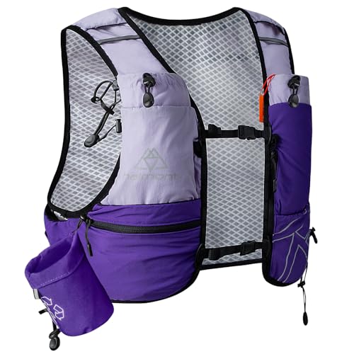 [Haimont]ハイドレーションバッグ ランニングリュック トレーニングバッグ ランニングベスト アウトドア 大容量 軽量 撥水 通気 8L 多ポケット 給水 光反射 緊急ホイッスル 小型ゴミ袋 フィット感 揺れない パープルS