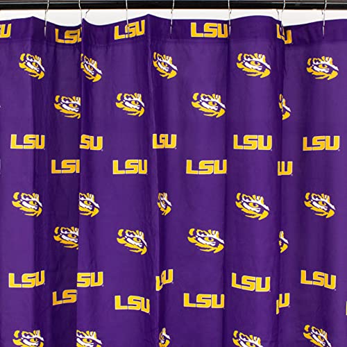 Image of College Covers Everything Comfy LSU Tigers Bright and Colorful Shower Curtain Cover 70 inch x 72 inch