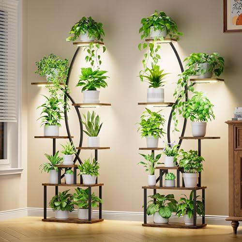Plant Stand Indoor with Grow Lights - 8 Tiered Tall Plant Shelf, ...