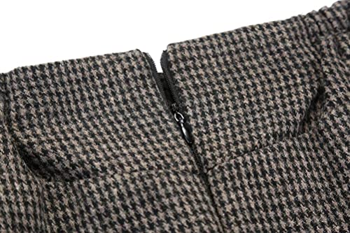 Image of IDEALSANXUN Women's Fall Winter High Waisted Wool Plaid A-line Long Skirt