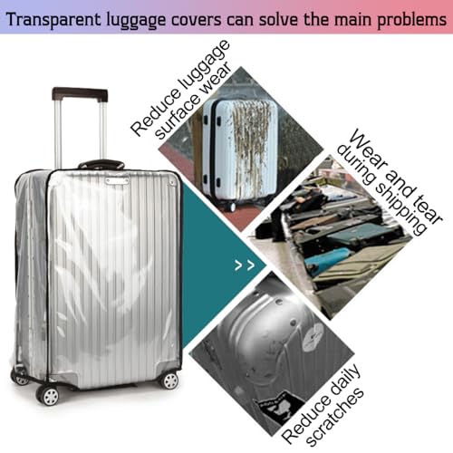 SHANPIN Clear Luggage Cover, Transparent Suitcase Protector for 24 Inch Luggage, Water Resistant, Durable PVC, Fits Medium Suitcases2