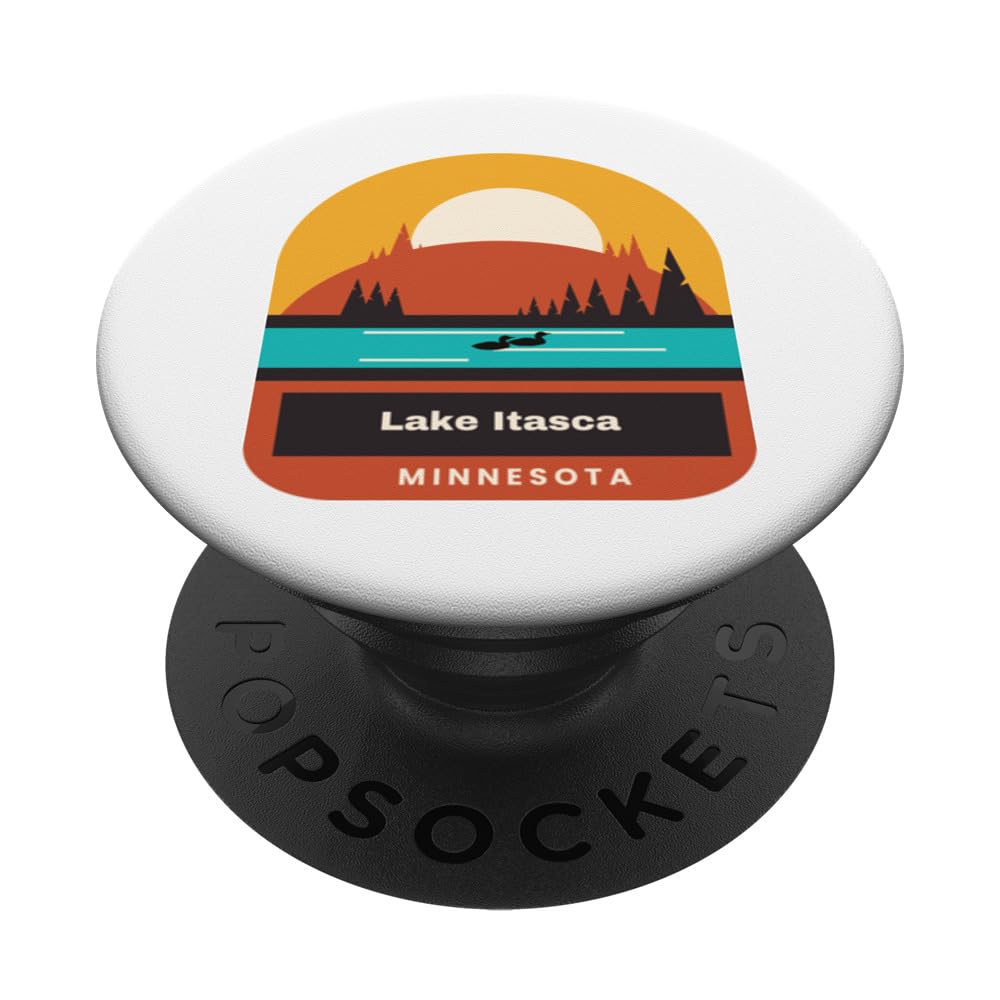 Lake Itasca Sunset Serenity - Graceful Loons Design PopSockets Standard PopGrip