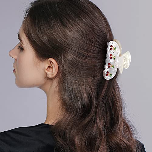 Jayongnee Clip Cherry Hair Claw Clips For Thin Hair, Shell Hair Clip For Women, 2 Pcs French Style Hair Clip Jaw Clips Moon Hair Clips With Cherry Decoration #TOP2