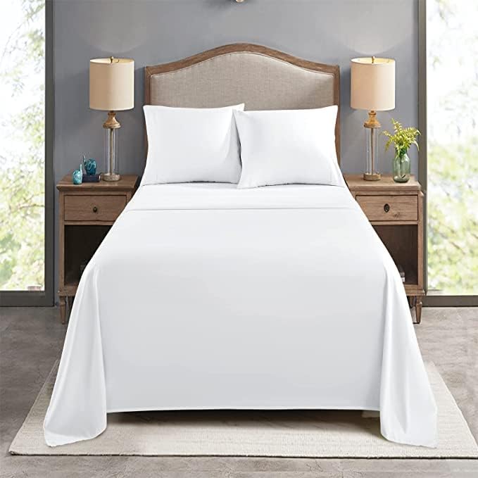 600 Thread Count 100% Natural Cotton 1 Piece Premium Flat Sheet (Twin XL- White)
