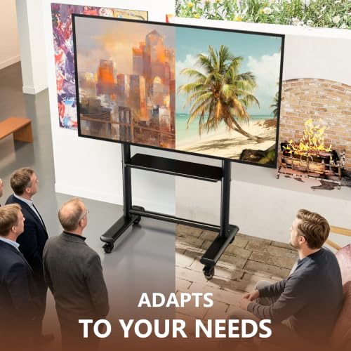 Image of Mobile TV Cart Rolling TV Stand with Wheels for 50-98 Inch TVs