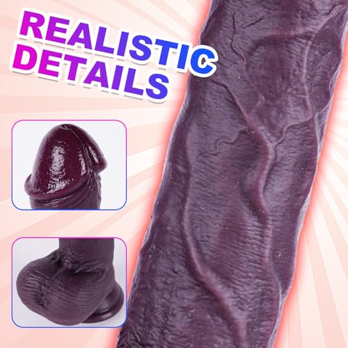 Gode réaliste 38 cm noir extra-large en silicone double densité à ventouse - 5