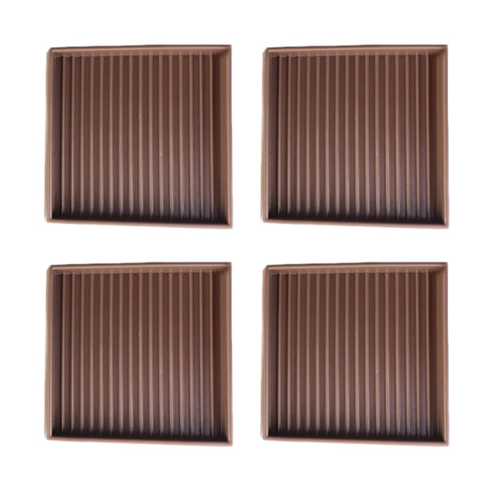 4Pcs Furniture Caster Cups, 2.5inch/6.4cm Square Rubber Non Slip Floor Protector Pads for Carpet Wood Floor Sofa Table - Brown