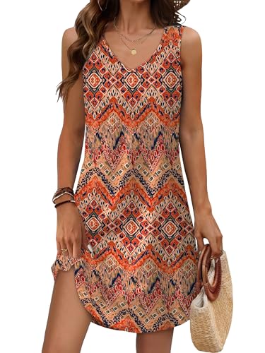 Image of Aokosor Womens Summer Dresses 2026 Loose V Neck Sleeveless Dress Sundresses Swimsuit Coverup Vacation Outfits