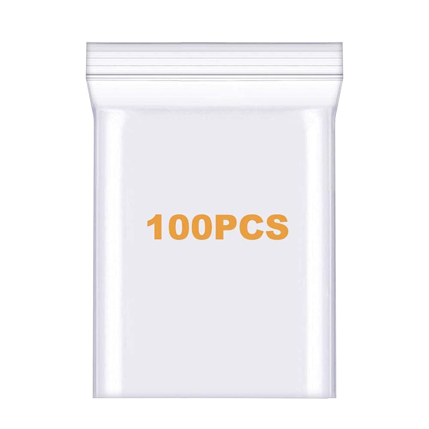 100 Count Quart Clear Reclosable Zip Plastic Poly Bags 13" X 18" with Heavy Duty Plastic Resealable Lock Seal Zipper Bags for Photo, Jewelry, Bakery, Treats, Party Favors