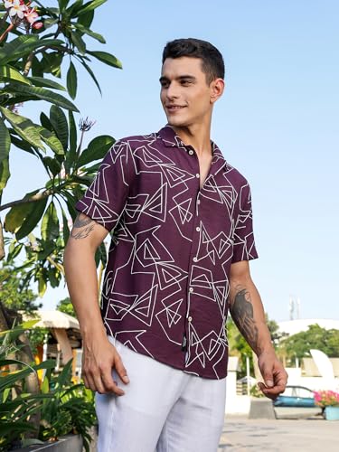Image of Thomas Scott Mens | Half Sleeve | Embroidered Printed | Regular Fit | 100% Cotton | Casual Shirts