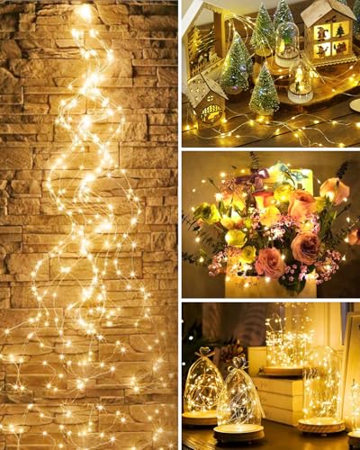 YIFMOO 2M 200LED Lichterschweif mit Strom, 8 Modi Lichterbündel mit Timer, Wasserfall Lichterkette mit Fernbedienung, LED Weihnachtsbeleuchtung für Weihnachten Balkon Garten Innen Außen Deko, Warmweiß