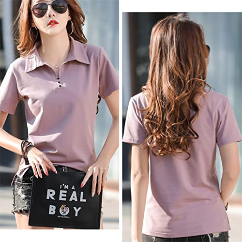 Polos para mujer manga corta algodón transpirable camiseta verano mujer 4