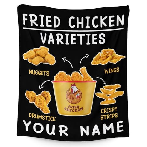 Mercuryelf Custom Chicken Nugget Blanket - Soft, Fuzzy & Warm - 30x40 Inches Small Throw Blankets for Lap, Crib - Black Novelty Throws Gift for Kids