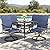 PHI VILLA 5 PCS Outdoor Patio Dining Set with Swivel Dining Chairs (Blue) and 37"x 37" Metal Steel Dining Table(1.57" Umbrella Hole), All Weather Patio Dining Furniture Set for Deck Lawn Garden