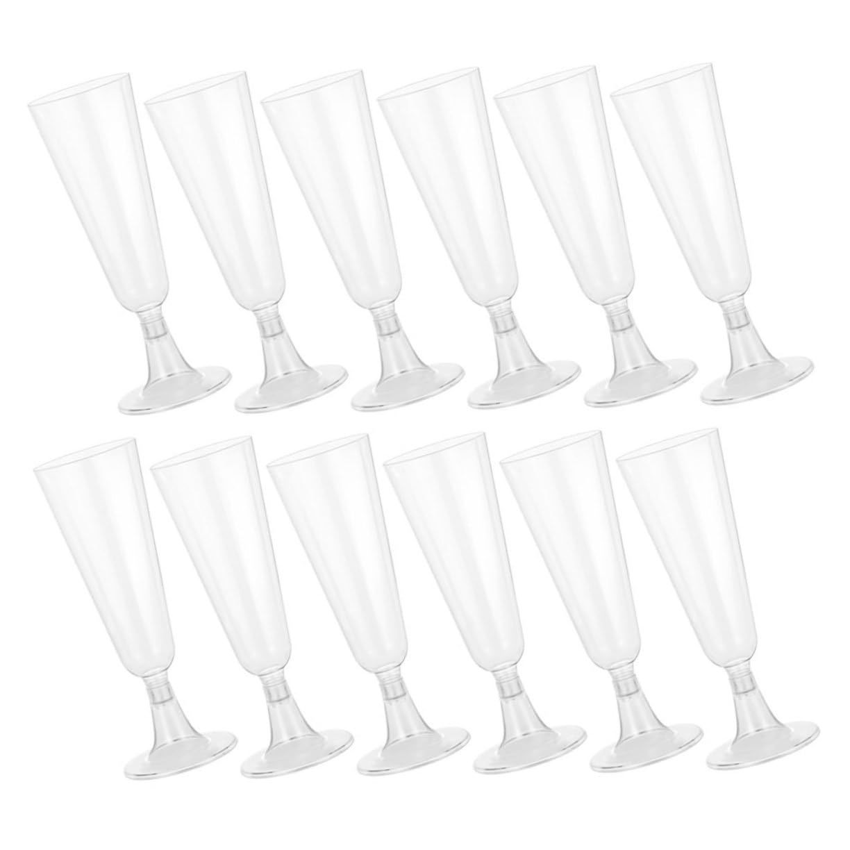 Garneck Elegant 24pcs Plastic Flutes Disposable Cocktail Glasses Sturdy Base for Wedding Banquets
