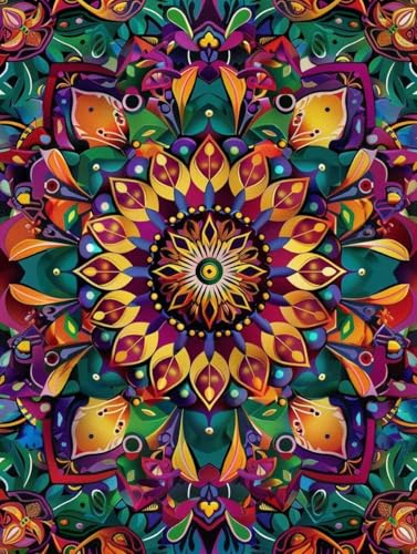 Kit diamond painting adulte complet motif mandala multicolore géant 5D