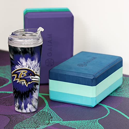 Image of Rico Industries NFL Football Glitter 24oz Acrylic Glitter Tumbler with Hinged Lid, Officially Licensed Double Wall Tumbler with Straw