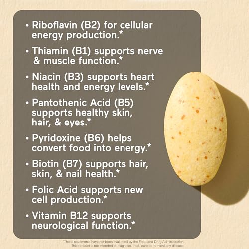 Image of NatureWise Super Vitamin B Complex for Women and Men - with Vitamin C, Folic Acid Biotin B1 B2 B3 B6 B12 - Support Cellular Energy & Mental Clarity - Vegan, Gluten & Dairy Free, Non-GMO - 60 Tablets