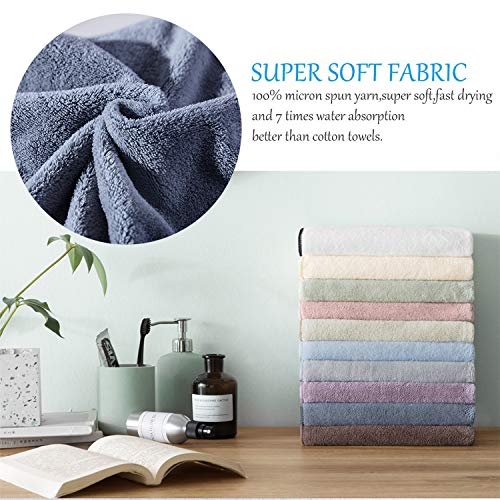Xinrjojo Fade-Resistant Microfiber Super Soft Plush Highly-Absorbent Microfiber Quick-Dry Towel Sets, 4 Pieces, 1 Bath Towels 1 Hand Towel And 2 Washcloths-Royal Blue #TOP4