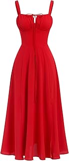 Women's Floral Corset Dress Formal Cocktail Dresses Going Out Casual Sundress Split Thigh Spaghetti Strap Vintage Dress