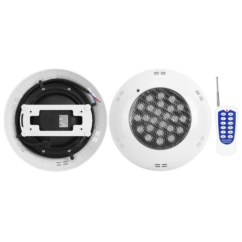 YWBL-WH Poolleuchte, 24 LED Unterwasserlicht AC12V 24W mit Fernbedienung,