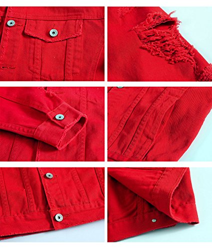 Womens Cute Solid Distressed Ripped Long Sleeve Denim Jean Jacket Coat Plus Size2
