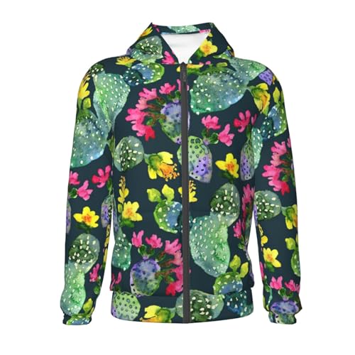 Watercolor Cactuses Kids Pullover Hoodies Boys Zip Up Sweatshirts Girls Athletic Clothes with Pocket2