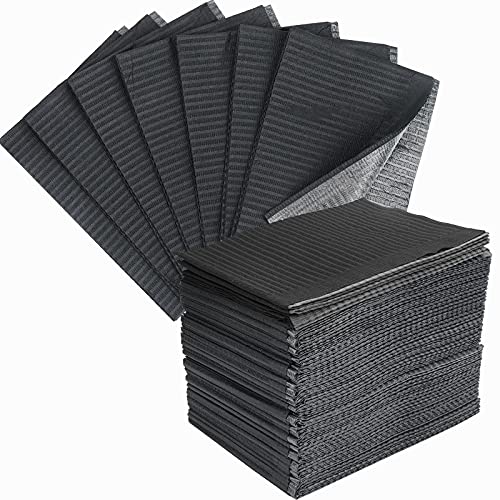 myaokue-up-125-Pieces-Disposable-Dental-Bibs-Sheets-Cloths3-Ply-Dental-Patient-Bib-Tattoo-Piercing-Table-Covers-Clean-Pad-Waterproof-Napkins-Dental-Napkin-size-13-x-18-Black