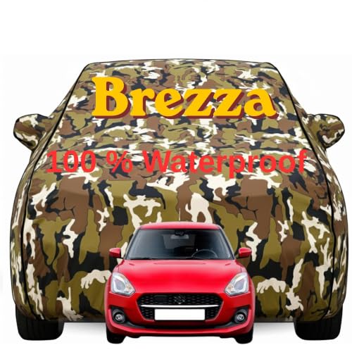 Image of Durable Full Body Waterproof Brezza Car Cover | Premium Polyester Jungle Print Cover | Custom Fit Vehicle Protection | UV Resistant, Dustproof, Scratch Resistant, Heat & Wind Protection