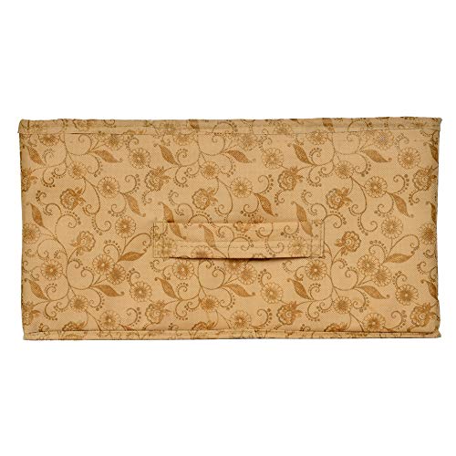Image of Kuber Industries Laheriya Metalic Print Flodable Storage Box For Toys|Storage Box For Clothes|Drawer Storage And Cloth Organizer|Closet Organizer For Wardrobe (Blue & Beige), Clothing