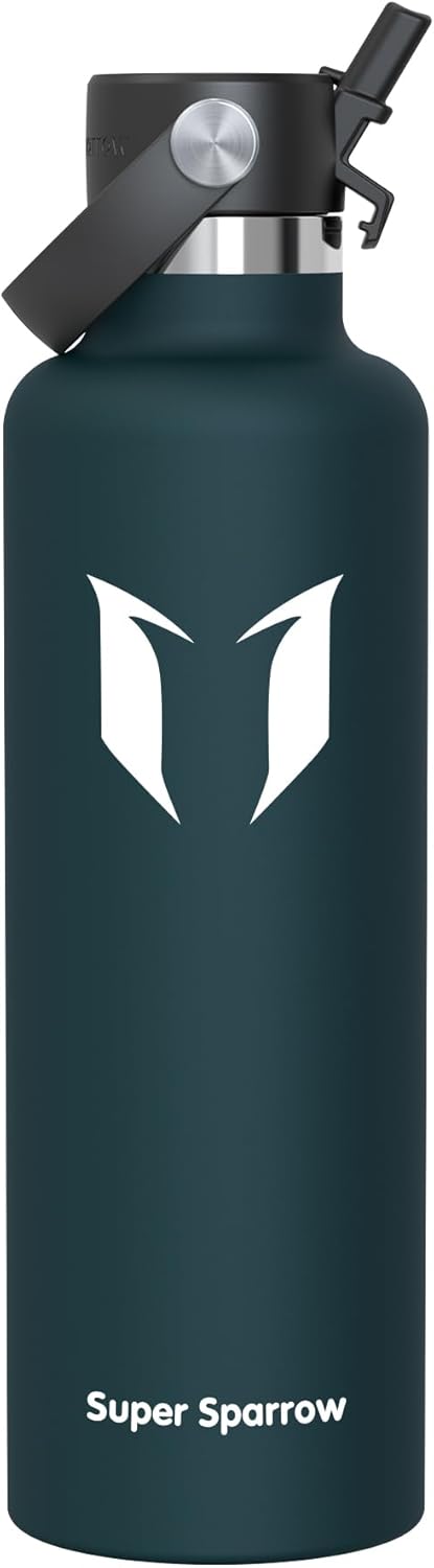 Sparrow Insulated Water Bottle - 350ml/500ml/750ml/1L/1.2L - FlipFlow Metal Water Bottles with Straw Lid - BPA Free - Leakproof Stainless Steel Flask for Sport, Gym, School, Outdoor, Travel — image 57