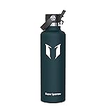 Super Sparrow Insulated Water Bottle - 34 Oz - Standard Mouth FlipFlow Flask - BPA Free, Leak Proof Drink Bottle- Ergonomic Straw Water Bottles for Work, Gym, Travel, Sports