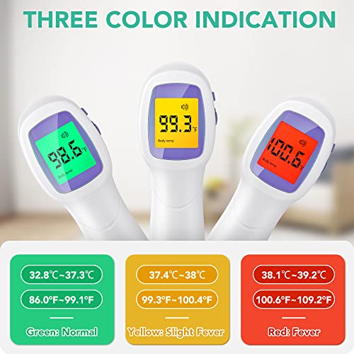 Thermometer for Adults and Kids Forehead Thermometer for Kids Digital Touchless Thermometer Infrared Forehead Thermometer with 3 in 1 LCD Display Fever Alarm and Memory Function - Thumbnail 4