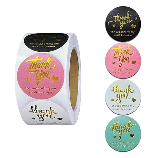 500pcs 1.5 inch Thank You Sticker, Thank You for Supporting My Small Business Waterproof Self-Adhesive Stickers (Classic 01)