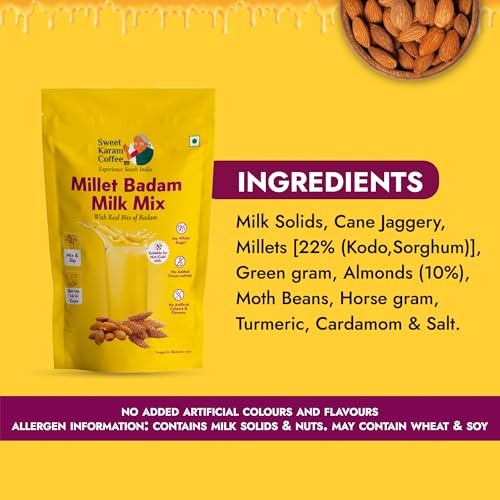 Image of Sweet Karam Coffee ABC + Millet Badam Milk Mix Combo - Pack of 2 (250g each) | No Refined Sugar & Preservatives | High Fiber & Calcium | Natural Superfood for Kids & Adults