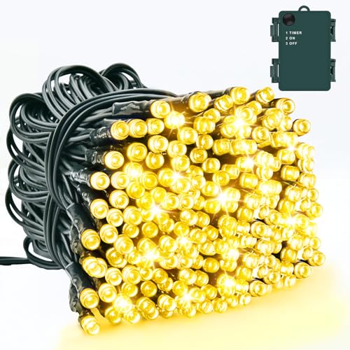 Dalugo Lichterkette Batterie Außen, 10M 100 LED Warmweiß...
