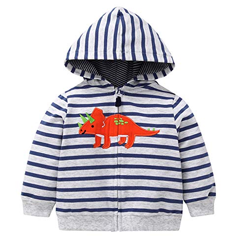 Sothread Toddler Baby Boys Dinosaur Hoodie Long Sleeve Outfits Coat Zip Warm Tops Outwear Clothes (Blue, 9-12 Months)