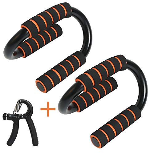 MEYUEWAL Soportes para Flexiones, 1 par de Acero Push-up con manijas de Espuma y 1 Brazo de Arrastre para Entrenamiento en el hogar Fitness Hombros/Brazos/Espalda/músculos Abdominales Fuertes