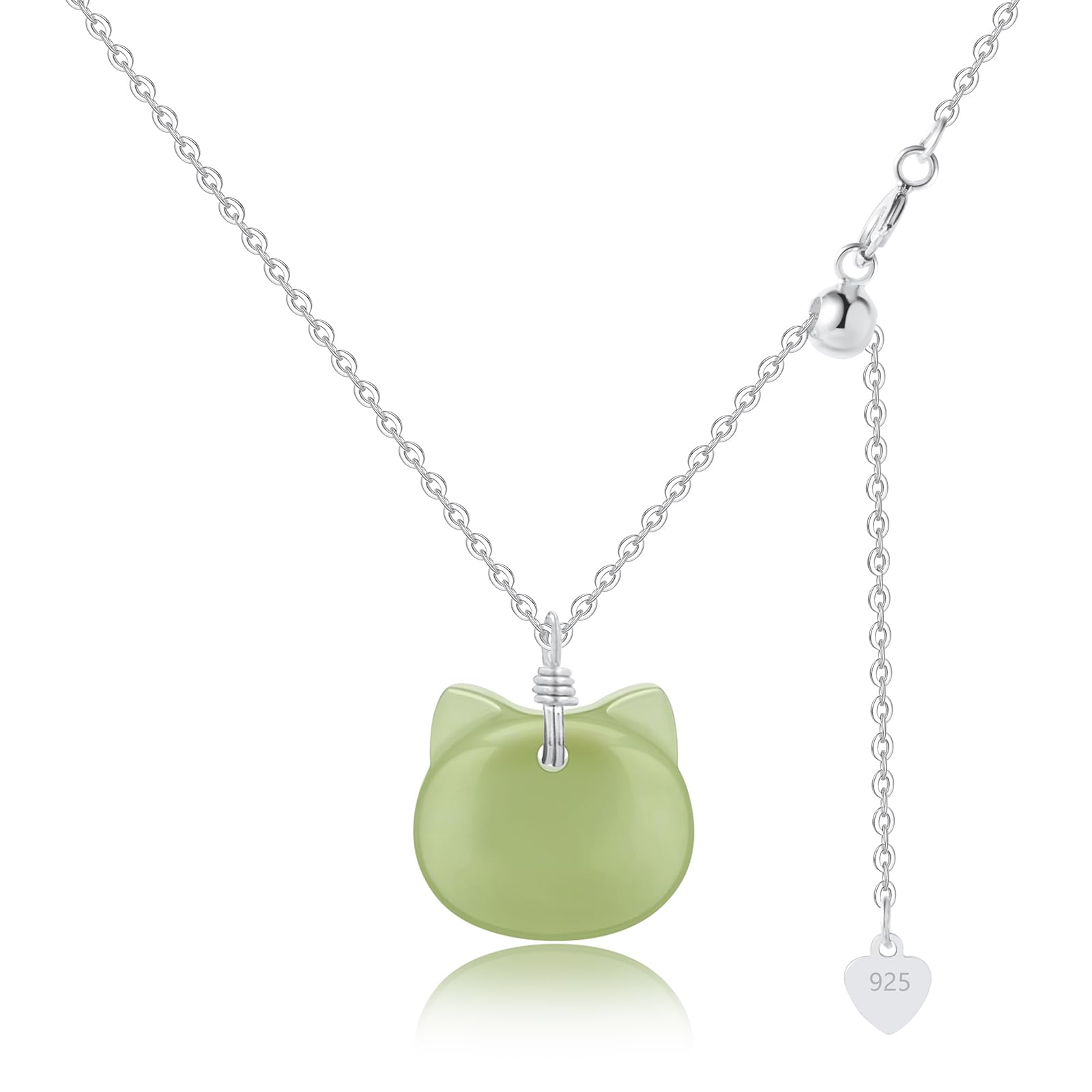DAUMIER Green Jade Pendant Necklace for Women Girls Lucky Jewelry