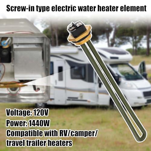 Image of 520900 RV Water Heater Element with Water Heater Element Wrench Socket, 1440W 120V Heating Element Replace 520789 232794 for Suburban RV SW Electric Water Heater Parts, Screw-In