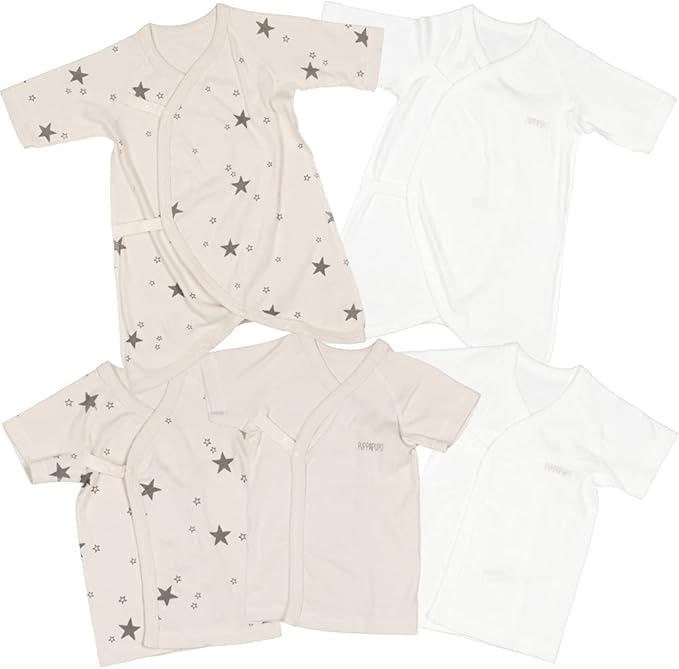 Amazon Co Jp Puppapupo 新生児肌着 5枚組 星柄 スナップボタン 赤ちゃん ベビー 綿100 短肌着 コンビ 肌着 スター シンプル 出産準備 セット 男の子 女の子 半袖 長袖 服 ファッション小物
