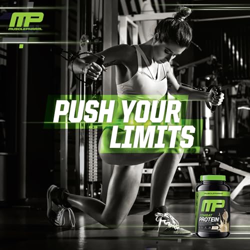 Image of MusclePharm Combat Protein Powder, Vanilla Flavor, Fuels Muscles for Productive Workouts, 5 Protein Sources Including Whey Protein Isolate & Egg Albumin, Gluten Free, 2 lb, 25 Servings