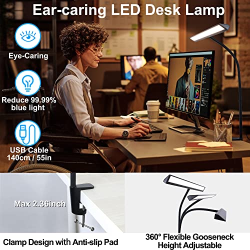 Kaisnova Led Desk Lamp With Clamp, 10W Clip Lamp For Desk 50 Lighting Modes Computer Monitor Lights 360° Flexible Gooseneck Desktop Lighting For Office Home Video Conferencing Workbench Drafting #TOP5